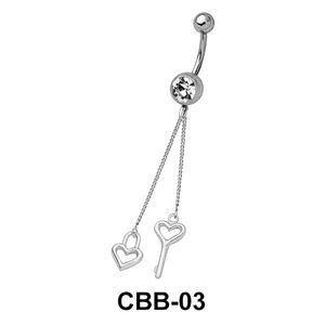 Heartkey with Chain Belly Piercing CBB-03