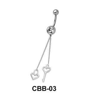 Heartkey with Chain Belly Piercing CBB-03