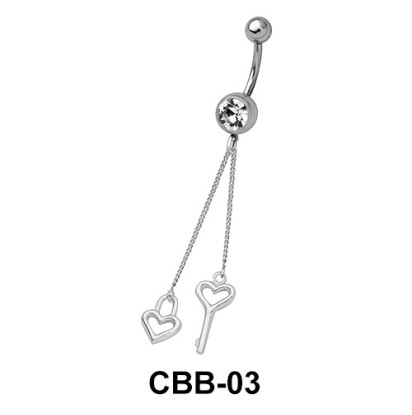 Heartkey with Chain Belly Piercing CBB-03