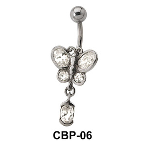 Butterfly with CZ Belly Piercing CBP-06