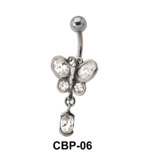 Butterfly with CZ Belly Piercing CBP-06