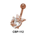 Stone Set Apple Shaped Belly CZ Crystal CBP-112