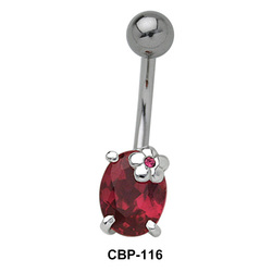 Bright Red Oval Shaped Belly Piercing CBP-116