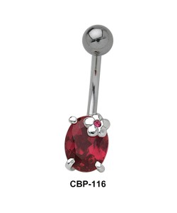 Bright Red Oval Shaped Belly Piercing CBP-116