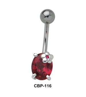 Bright Red Oval Shaped Belly Piercing CBP-116