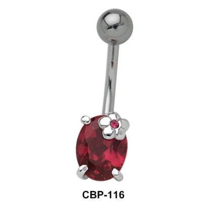 Bright Red Oval Shaped Belly Piercing CBP-116