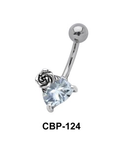 Heart with Rose Belly CZ Crystal CBP-124