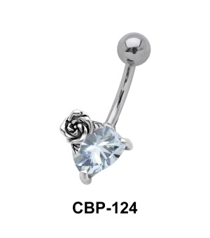 Heart with Rose Belly CZ Crystal CBP-124