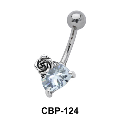 Heart with Rose Belly CZ Crystal CBP-124