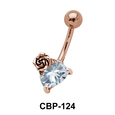 Heart with Rose Belly CZ Crystal CBP-124