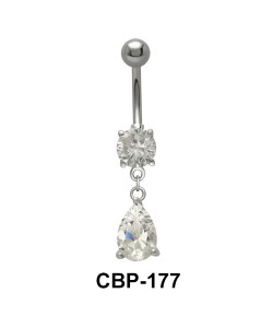 Round n Pear Shaped Stone Set Belly Piercing CBP-177