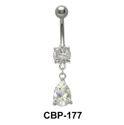 Round n Pear Shaped Stone Set Belly Piercing CBP-177