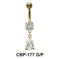 Round n Pear Shaped Stone Set Belly Piercing CBP-177