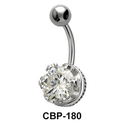 Crown Stone Set Belly CZ Crystal CBP-180