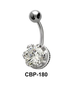 Crown Stone Set Belly CZ Crystal CBP-180