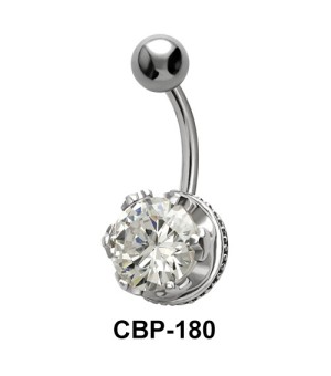 Crown Stone Set Belly CZ Crystal CBP-180