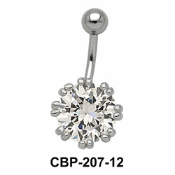 Flower Designed Belly CZ Crystal CBP-207-12