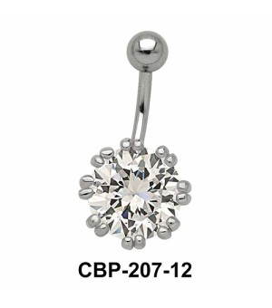 Flower Designed Belly CZ Crystal CBP-207-12