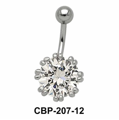 Flower Designed Belly CZ Crystal CBP-207-12