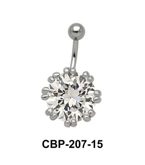 Flower Designed Belly CZ Crystal CBP-207-15