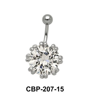 Flower Designed Belly CZ Crystal CBP-207-15