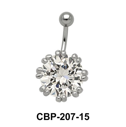 Flower Designed Belly CZ Crystal CBP-207-15