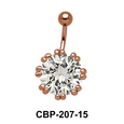 Flower Designed Belly CZ Crystal CBP-207-15