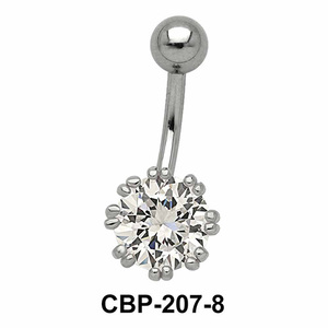 Flower Designed Belly CZ Crystal CBP-207-8