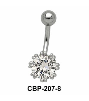 Flower Designed Belly CZ Crystal CBP-207-8