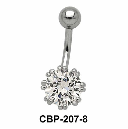 Flower Designed Belly CZ Crystal CBP-207-8