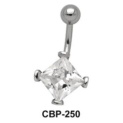 Square Stone Encrusted Belly CZ Crystal CBP-250