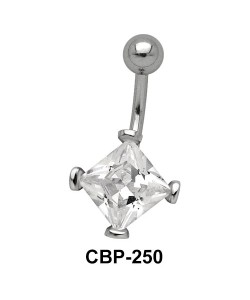 Square Stone Encrusted Belly CZ Crystal CBP-250