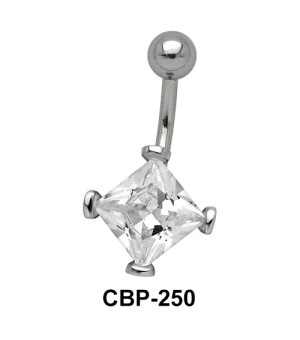 Square Stone Encrusted Belly CZ Crystal CBP-250