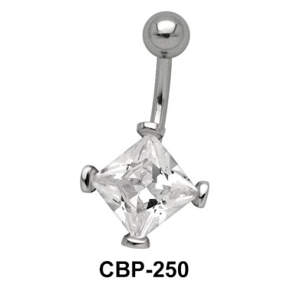 Square Stone Encrusted Belly CZ Crystal CBP-250