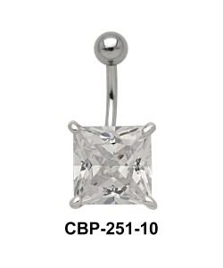 Belly Piercing with Princess Cut CZ CBP-251-10