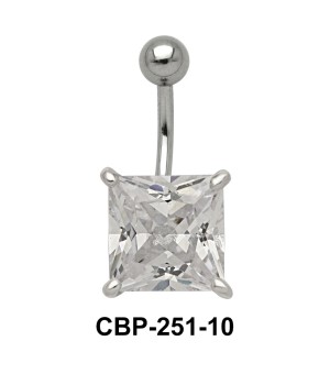 Belly Piercing with Princess Cut CZ CBP-251-10