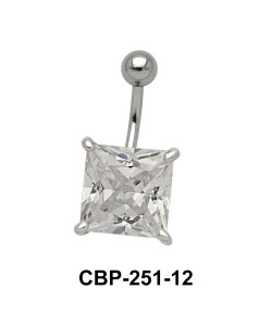 Belly Piercing with Princess Cut CZ CBP-251-12