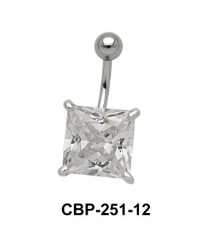 Belly Piercing with Princess Cut CZ CBP-251-12