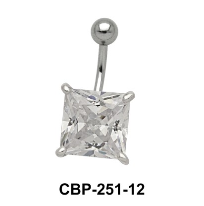 Belly Piercing with Princess Cut CZ CBP-251-12