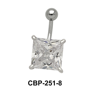Belly Piercing with Princess Cut CZ CBP-251-8