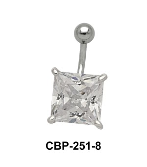 Belly Piercing with Princess Cut CZ CBP-251-8