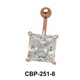 Belly Piercing with Princess Cut CZ CBP-251-8