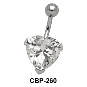 Prong Set Heart Belly CZ Crystal CBP-260