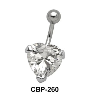 Prong Set Heart Belly CZ Crystal CBP-260