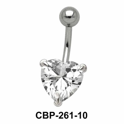 Prong Set Heart Belly CZ Crystal CBP-261