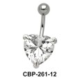 Prong Set Heart Belly CZ Crystal CBP-261