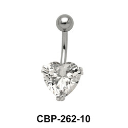 Heart Belly Prong Set CZ Crystal CBP-262-10