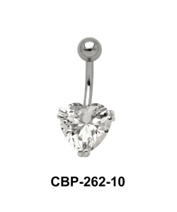 Heart Belly Prong Set CZ Crystal CBP-262-10