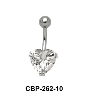 Heart Belly Prong Set CZ Crystal CBP-262-10