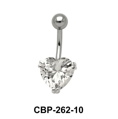 Heart Belly Prong Set CZ Crystal CBP-262-10